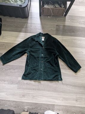 Corduroy Dark Green Button-Front Jacket